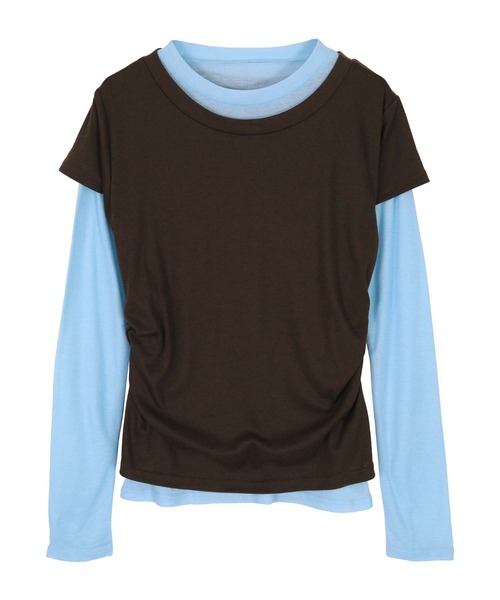 miette(ミエット)の「2枚セットレイヤードTシャツ(Tシャツ/カットソー・レディース・ブラウン/ブラック/チャコール・S/M/L)」の15枚目の写真