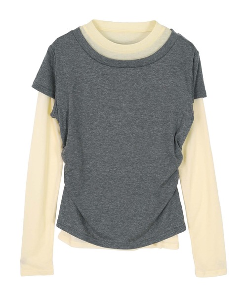 miette(ミエット)の「2枚セットレイヤードTシャツ(Tシャツ/カットソー・レディース・ブラウン/ブラック/チャコール・S/M/L)」の14枚目の写真