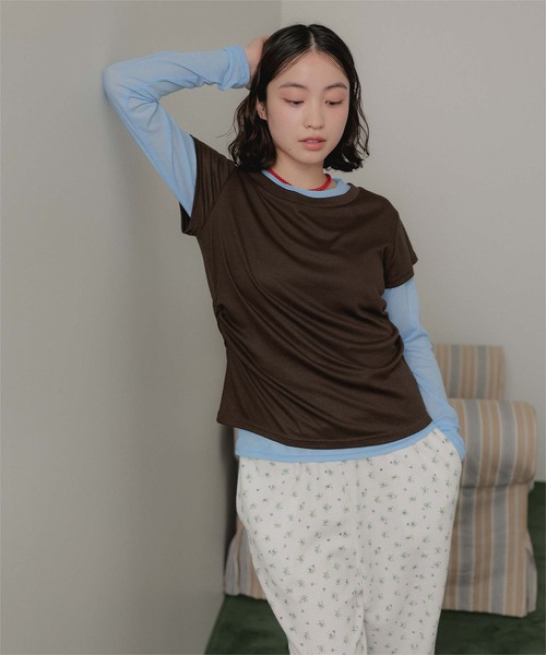 miette(ミエット)の「2枚セットレイヤードTシャツ(Tシャツ/カットソー・レディース・ブラウン/ブラック/チャコール・S/M/L)」の7枚目の写真