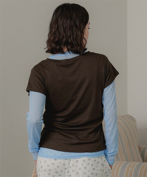 miette(ミエット)の「2枚セットレイヤードTシャツ(Tシャツ/カットソー・レディース・ブラウン/ブラック/チャコール・S/M/L)」の8枚目の写真