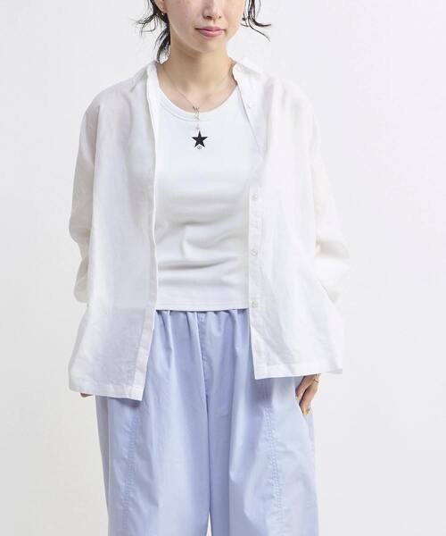 CONVERSE TOKYO（コンバーストウキョウ）の「STAR★ LACE OVERSIZED SHIRT（シャツ/ブラウス・レディース・ブラック/ピンク/サックスブルー/ホワイト・FREE）」の2枚目の写真