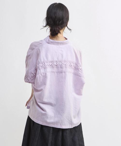 CONVERSE TOKYO（コンバーストウキョウ）の「STAR★ LACE OVERSIZED SHIRT（シャツ/ブラウス・レディース・ブラック/ピンク/サックスブルー/ホワイト・FREE）」の8枚目の写真