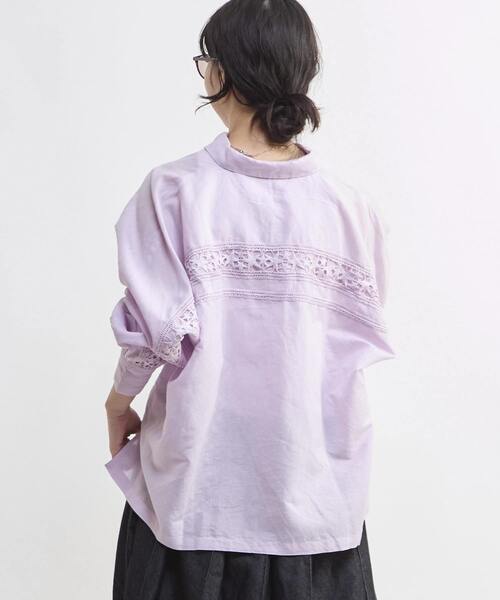 CONVERSE TOKYO（コンバーストウキョウ）の「STAR★ LACE OVERSIZED SHIRT（シャツ/ブラウス・レディース・ブラック/ピンク/サックスブルー/ホワイト・FREE）」の9枚目の写真