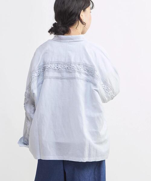 CONVERSE TOKYO（コンバーストウキョウ）の「STAR★ LACE OVERSIZED SHIRT（シャツ/ブラウス・レディース・ブラック/ピンク/サックスブルー/ホワイト・FREE）」の11枚目の写真