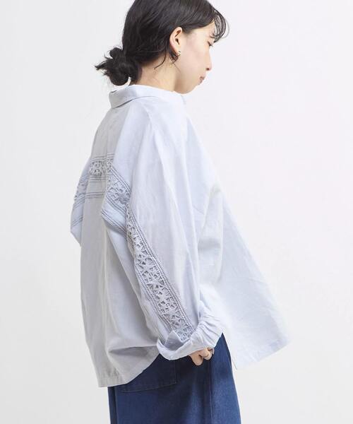 CONVERSE TOKYO（コンバーストウキョウ）の「STAR★ LACE OVERSIZED SHIRT（シャツ/ブラウス・レディース・ブラック/ピンク/サックスブルー/ホワイト・FREE）」の12枚目の写真
