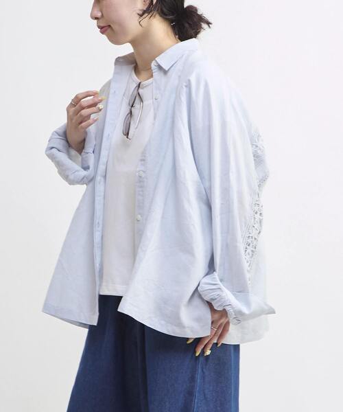 CONVERSE TOKYO（コンバーストウキョウ）の「STAR★ LACE OVERSIZED SHIRT（シャツ/ブラウス・レディース・ブラック/ピンク/サックスブルー/ホワイト・FREE）」の22枚目の写真