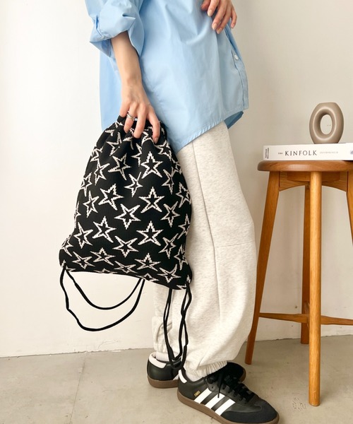 NATURALIST(ナチュラリスト)の「総柄 ニットナップサック/ユニセックス(バックパック/リュック・レディース・ブラック系その他/ホワイト系その他2/ホワイト系その他/ブラック系その他2・FREE)」の9枚目の写真