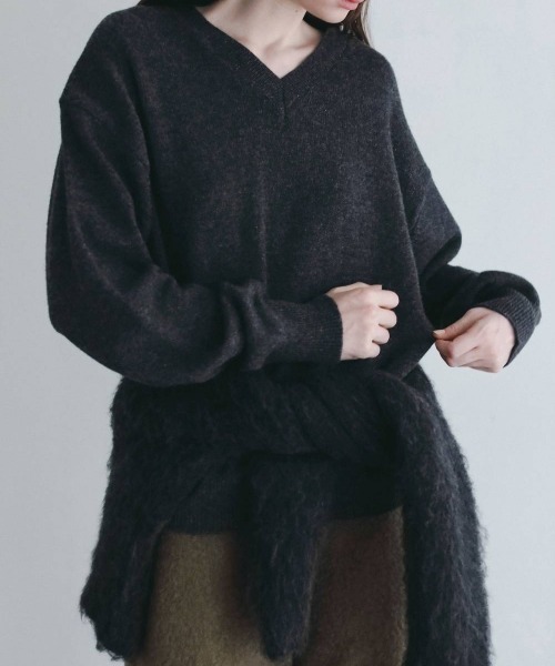 anuke(アンヌーク)の「anuke Wool Vneck Knit ウールVネックニット/62620530(ニット/セーター・レディース・イエロー/チャコールグレー・ONE SIZE)」の9枚目の写真