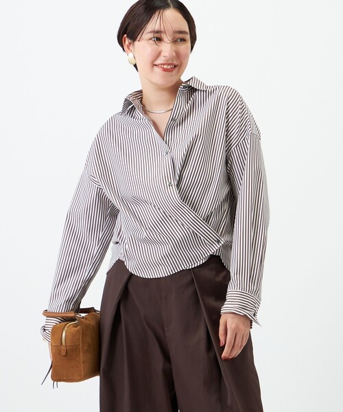 NOLLEY’S(ノーリーズ)の「ウォッシャブルMY STANDARDショートシャツ(シャツ/ブラウス・レディース・サックスブルー/ブラウン系その他/ホワイト・FREE)」の2枚目の写真
