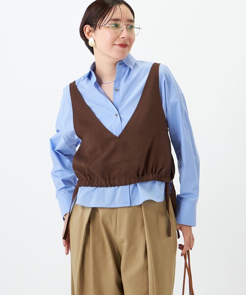 NOLLEY’S(ノーリーズ)の「ウォッシャブルMY STANDARDショートシャツ(シャツ/ブラウス・レディース・サックスブルー/ブラウン系その他/ホワイト・FREE)」の12枚目の写真