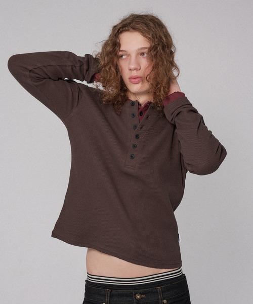 WISH FOR EVER(ウィッシュフォーエバー)の「CUT-OFF HENRY NECK THERMAL/カットオフヘンリーネックサーマル(Tシャツ/カットソー・メンズ・ホワイト/ボルドー/ブラック/ブラウン/グレー/ネイビー・LARGE/SMALL/MEDIUM)」の17枚目の写真