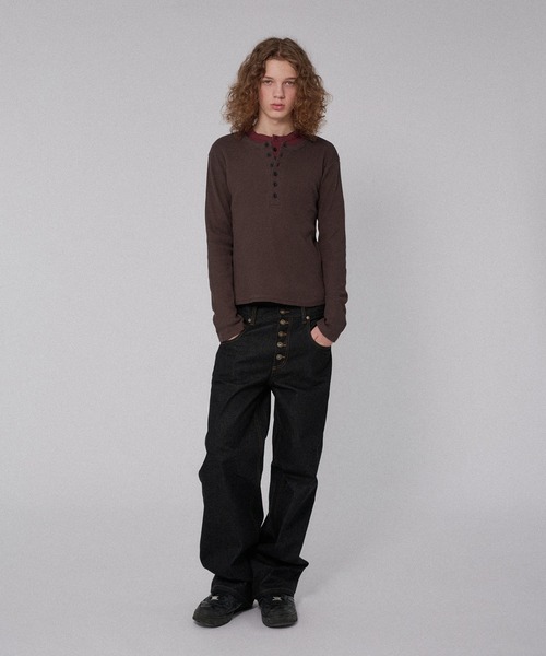 WISH FOR EVER(ウィッシュフォーエバー)の「CUT-OFF HENRY NECK THERMAL/カットオフヘンリーネックサーマル(Tシャツ/カットソー・メンズ・ホワイト/ボルドー/ブラック/ブラウン/グレー/ネイビー・LARGE/SMALL/MEDIUM)」の14枚目の写真