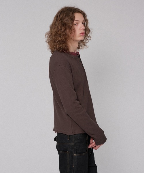 WISH FOR EVER(ウィッシュフォーエバー)の「CUT-OFF HENRY NECK THERMAL/カットオフヘンリーネックサーマル(Tシャツ/カットソー・メンズ・ホワイト/ボルドー/ブラック/ブラウン/グレー/ネイビー・LARGE/SMALL/MEDIUM)」の15枚目の写真