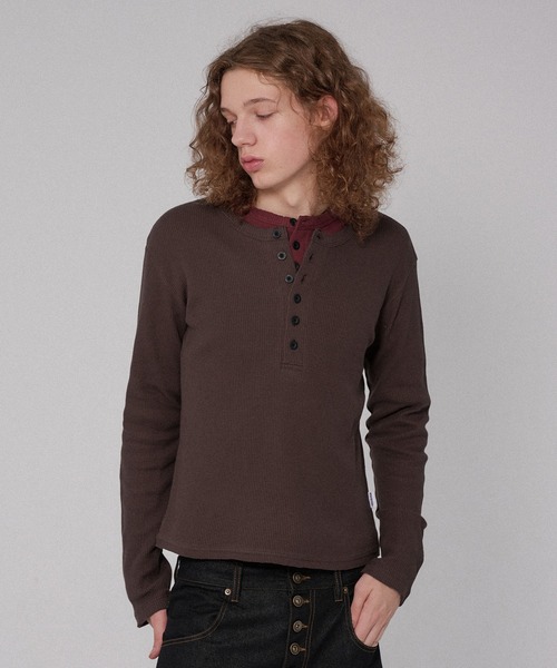WISH FOR EVER(ウィッシュフォーエバー)の「CUT-OFF HENRY NECK THERMAL/カットオフヘンリーネックサーマル(Tシャツ/カットソー・メンズ・ホワイト/ボルドー/ブラック/ブラウン/グレー/ネイビー・LARGE/SMALL/MEDIUM)」の16枚目の写真