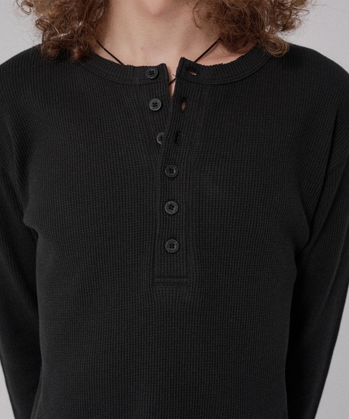 WISH FOR EVER(ウィッシュフォーエバー)の「CUT-OFF HENRY NECK THERMAL/カットオフヘンリーネックサーマル(Tシャツ/カットソー・メンズ・ホワイト/ボルドー/ブラック/ブラウン/グレー/ネイビー・LARGE/SMALL/MEDIUM)」の8枚目の写真