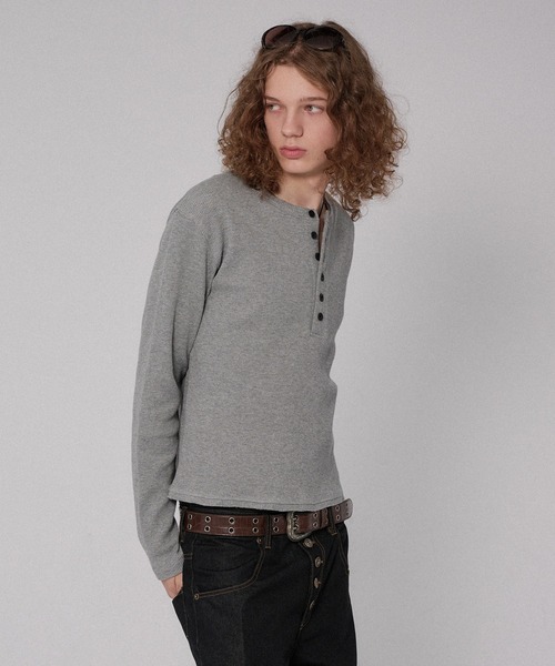 WISH FOR EVER(ウィッシュフォーエバー)の「CUT-OFF HENRY NECK THERMAL/カットオフヘンリーネックサーマル(Tシャツ/カットソー・メンズ・ホワイト/ボルドー/ブラック/ブラウン/グレー/ネイビー・LARGE/SMALL/MEDIUM)」の12枚目の写真