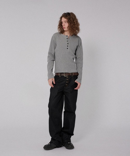 WISH FOR EVER(ウィッシュフォーエバー)の「CUT-OFF HENRY NECK THERMAL/カットオフヘンリーネックサーマル(Tシャツ/カットソー・メンズ・ホワイト/ボルドー/ブラック/ブラウン/グレー/ネイビー・LARGE/SMALL/MEDIUM)」の9枚目の写真