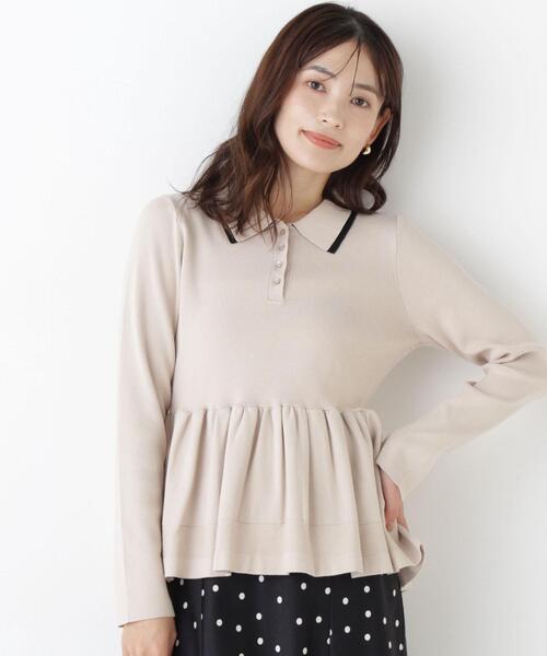 NATURAL BEAUTY BASIC(ナチュラルビューティーベーシック)の「ダブルカラーペプラムニット(ニット/セーター・レディース・ラベンダー/ベージュ/ブラック・フリ-)」の3枚目の写真