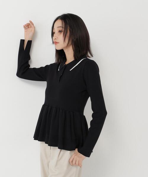 NATURAL BEAUTY BASIC(ナチュラルビューティーベーシック)の「ダブルカラーペプラムニット(ニット/セーター・レディース・ラベンダー/ベージュ/ブラック・フリ-)」の2枚目の写真