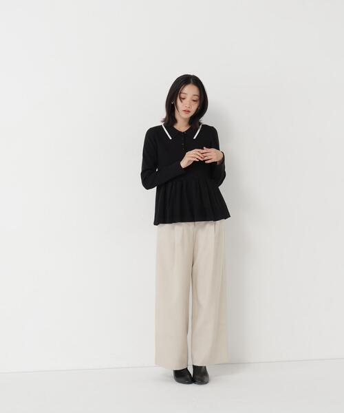 NATURAL BEAUTY BASIC(ナチュラルビューティーベーシック)の「ダブルカラーペプラムニット(ニット/セーター・レディース・ラベンダー/ベージュ/ブラック・フリ-)」の9枚目の写真