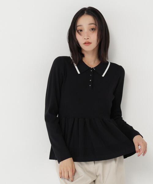 NATURAL BEAUTY BASIC(ナチュラルビューティーベーシック)の「ダブルカラーペプラムニット(ニット/セーター・レディース・ラベンダー/ベージュ/ブラック・フリ-)」の14枚目の写真