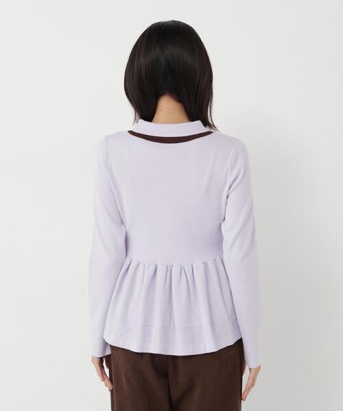 NATURAL BEAUTY BASIC(ナチュラルビューティーベーシック)の「ダブルカラーペプラムニット(ニット/セーター・レディース・ラベンダー/ベージュ/ブラック・フリ-)」の4枚目の写真