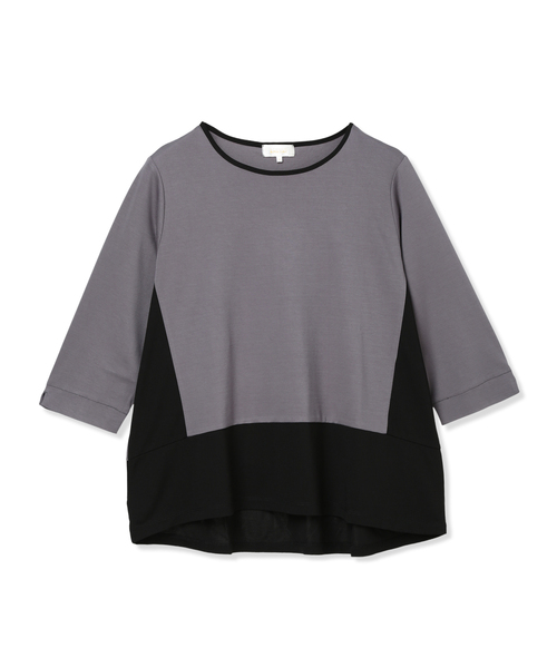 A/C DESIGN BY ALPHA CUBIC(エーシーデザインバイアルファキュービック)の「カラーブロッキング7分袖カットプルオーバー(Tシャツ/カットソー・レディース・ベージュ/チャコールグレー・M/L)」の10枚目の写真