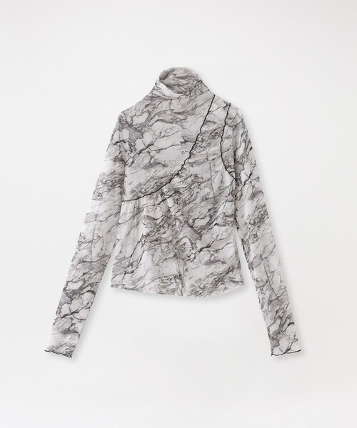 LOVELESS(ラブレス)の「サーモラパワーネット ギャザートップス(Tシャツ/カットソー・レディース・ベージュ系その他/グレー・36)」の1枚目の写真