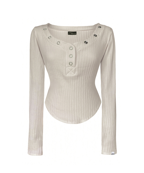 PLEASENOFOLLOW(プリーズノーフォロー)の「Bunny Snap Button Top (Ver.1) (Oatmeal)(Tシャツ/カットソー・レディース・その他・FREE)」の2枚目の写真