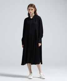 Y-3 RAYON TWILL PLEATED SHIRT DRESS