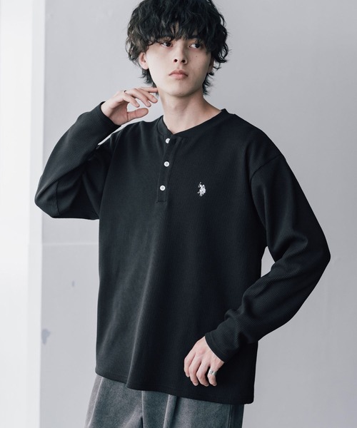U.S. POLO ASSN.(ユーエスポロアッスン)の「U.S. POLO ASSN. ユーエスポロアッスン サーマルワンポイントロゴ刺繍ヘンリーネック長袖Tシャツ/ワッフルカットソー(Tシャツ/カットソー・メンズ・ホワイト/ブラック/チャコール/グレー/ネイビー/ベージュ・M/XL/L)」の16枚目の写真