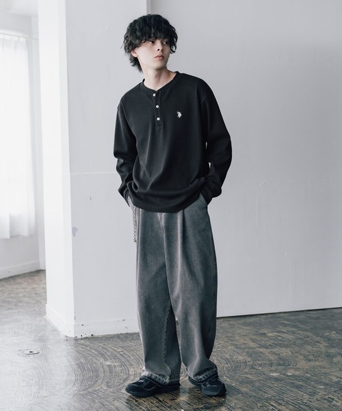 U.S. POLO ASSN.(ユーエスポロアッスン)の「U.S. POLO ASSN. ユーエスポロアッスン サーマルワンポイントロゴ刺繍ヘンリーネック長袖Tシャツ/ワッフルカットソー(Tシャツ/カットソー・メンズ・ホワイト/ブラック/チャコール/グレー/ネイビー/ベージュ・M/XL/L)」の18枚目の写真