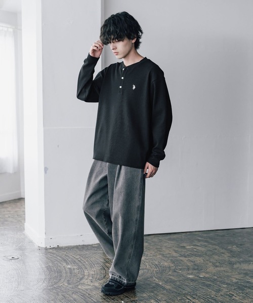 U.S. POLO ASSN.(ユーエスポロアッスン)の「U.S. POLO ASSN. ユーエスポロアッスン サーマルワンポイントロゴ刺繍ヘンリーネック長袖Tシャツ/ワッフルカットソー(Tシャツ/カットソー・メンズ・ホワイト/ブラック/チャコール/グレー/ネイビー/ベージュ・M/XL/L)」の19枚目の写真