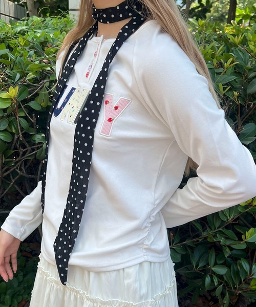 WC(ダブル シー)の「《大人気で長袖Ver.登場☆》アソートボタンパッチワークロゴロンT(Tシャツ/カットソー・レディース・サックスブルー/ホワイト/グレー・FREE)」の5枚目の写真