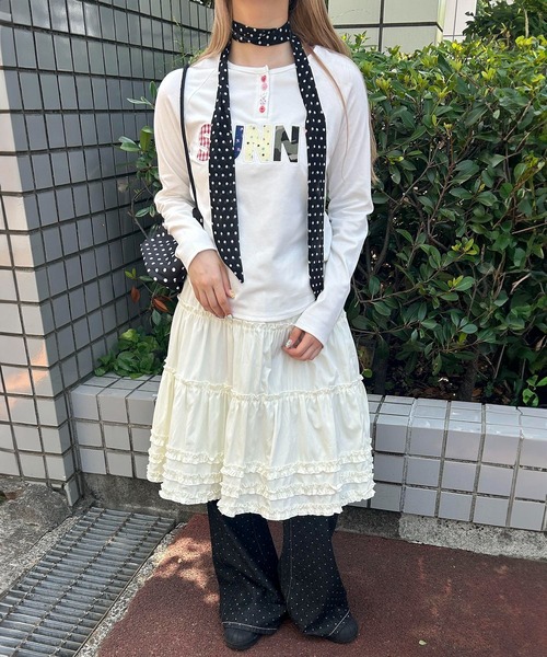 WC(ダブル シー)の「《大人気で長袖Ver.登場☆》アソートボタンパッチワークロゴロンT(Tシャツ/カットソー・レディース・サックスブルー/ホワイト/グレー・FREE)」の9枚目の写真
