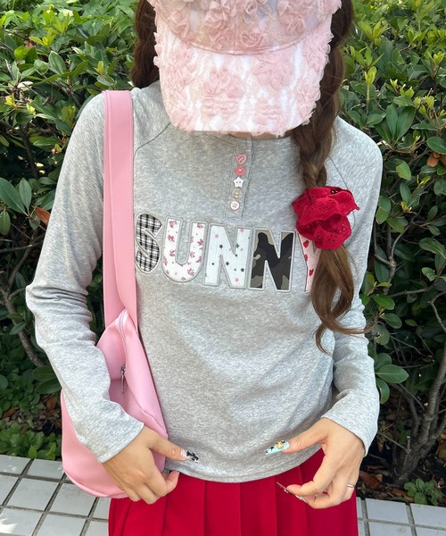WC(ダブル シー)の「《大人気で長袖Ver.登場☆》アソートボタンパッチワークロゴロンT(Tシャツ/カットソー・レディース・サックスブルー/ホワイト/グレー・FREE)」の10枚目の写真