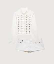 Cropped Rivet Denim Jacket With Short Pants/クロップドリベットデニムジャケットショートパンツ