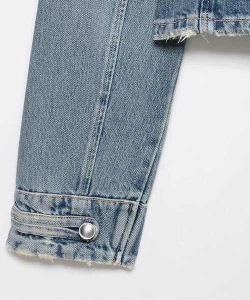 LA POMME petit(ラポミ・プチ)の「Cropped Rivet Denim Jacket With Short Pants/クロップドリベットデニムジャケットショートパンツ(セットアップ・レディース・ライトブルー/ダークブルー/ブルー/ダークグレー/ホワイト・X-SMALL/SMALL/MEDIUM/LARGE)」の8枚目の写真