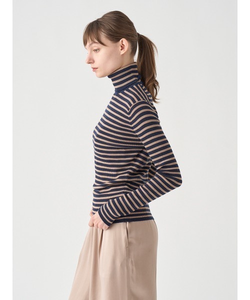 JOHN SMEDLEY（ジョンスメドレー）の「リブタートルネック ボーダー柄長袖ニットプルオーバー（ニット/セーター・レディース・その他・S）」の5枚目の写真