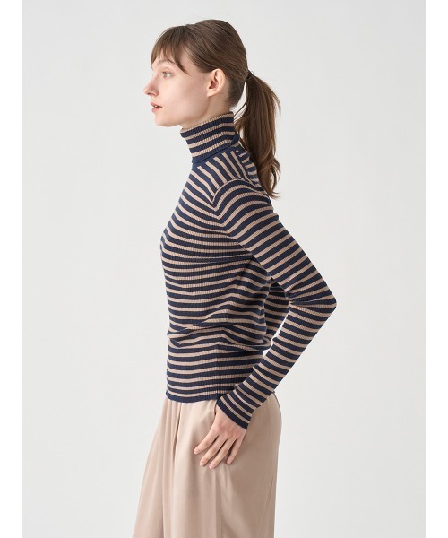 JOHN SMEDLEY（ジョンスメドレー）の「リブタートルネック ボーダー柄長袖ニットプルオーバー（ニット/セーター・レディース・その他・S）」の6枚目の写真