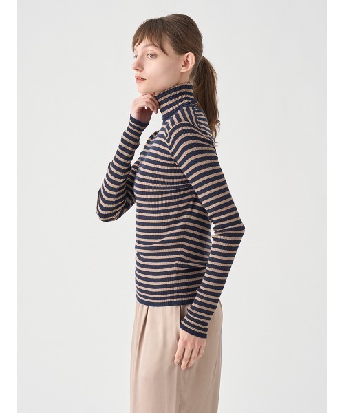JOHN SMEDLEY（ジョンスメドレー）の「リブタートルネック ボーダー柄長袖ニットプルオーバー（ニット/セーター・レディース・その他・S）」の7枚目の写真