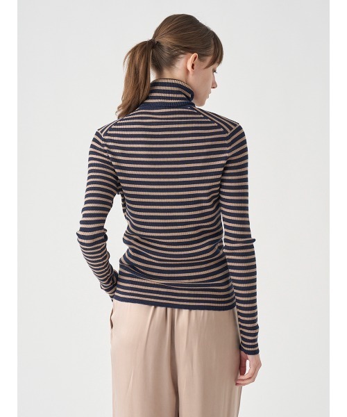 JOHN SMEDLEY（ジョンスメドレー）の「リブタートルネック ボーダー柄長袖ニットプルオーバー（ニット/セーター・レディース・その他・S）」の9枚目の写真