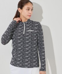 JUN&ROPE' | ウェーブボーダー柄ハーフジップ長袖プルオーバー/UV・吸水速乾・接触冷感(Tシャツ/カットソー)
