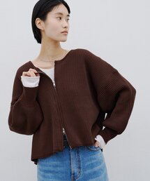 【WEB限定】軽量・伸縮性◎/スポンディッシュダブルジップニットカーディガン
