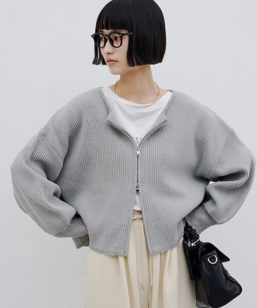 CIAOPANIC TYPY(チャオパニックティピー)の「【WEB限定】軽量・伸縮性◎/スポンディッシュダブルジップニットカーディガン(カーディガン/ボレロ・レディース・グレー/ブラック/ピンク/オフホワイト/ブラウン/カーキ・ONE SIZE)」の4枚目の写真