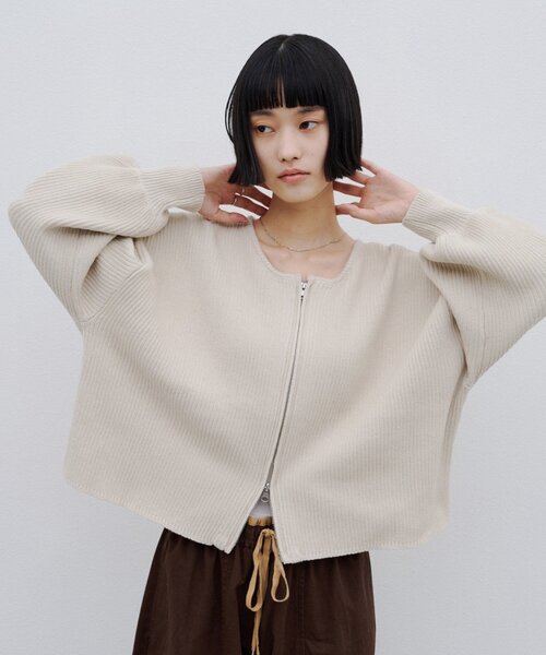 CIAOPANIC TYPY(チャオパニックティピー)の「【WEB限定】軽量・伸縮性◎/スポンディッシュダブルジップニットカーディガン(カーディガン/ボレロ・レディース・グレー/ブラック/ピンク/オフホワイト/ブラウン/カーキ・ONE SIZE)」の2枚目の写真