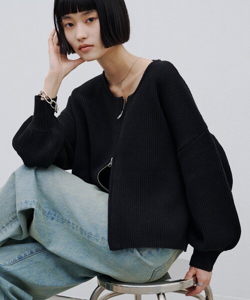 CIAOPANIC TYPY(チャオパニックティピー)の「【WEB限定】軽量・伸縮性◎/スポンディッシュダブルジップニットカーディガン(カーディガン/ボレロ・レディース・グレー/ブラック/ピンク/オフホワイト/ブラウン/カーキ・ONE SIZE)」の3枚目の写真