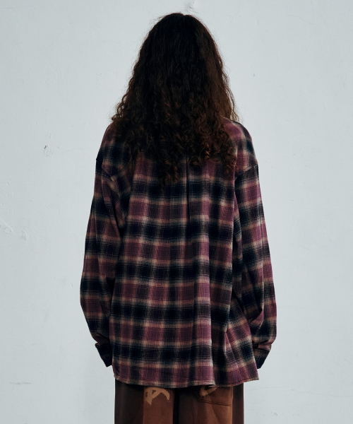 BROWNBREATH(ブラウンブレス)の「TAG オンブレチェックシャツ(シャツ/ブラウス・レディース・グリーン/ダークパープル・X-LARGE/MEDIUM/SMALL/LARGE)」の7枚目の写真