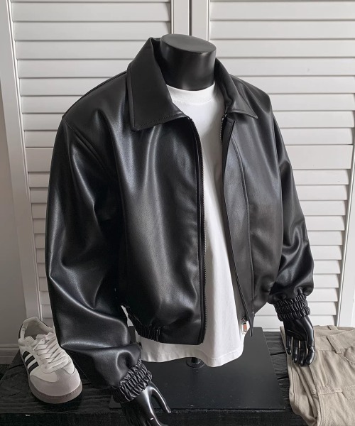 NEW GENTLEMAN(ニュージェントルマン)の「ジャッカル レザータッチ ショートブルゾン(ブルゾン・メンズ・ブラック・M/XL/L)」の6枚目の写真