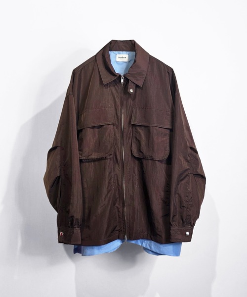 SeeSew(シーソー)の「【UNISEX】LAYERED ZIP SHIRT JACKET/レイヤードジップシャツジャケット(シャツ/ブラウス・メンズ・ブラウン/グレー・M/L)」の2枚目の写真